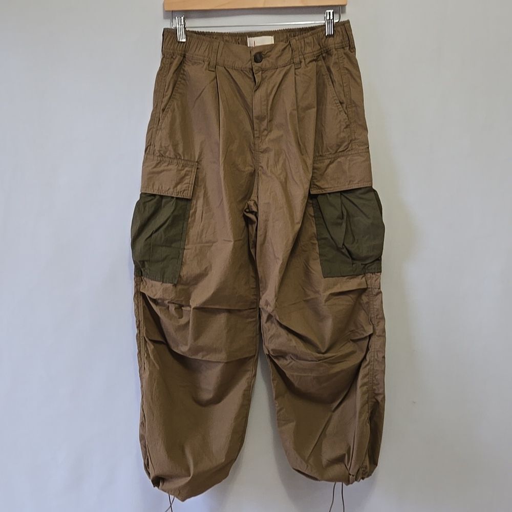 Anthropologie Tan Cargo Parachute Pants Size 28 Bungie Ankle - Picture 15 of 16